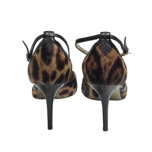 Dolce & Gabbana D&G ☻ Leopard Print Pony Hair Ankle Strap Pointy Toe Heels ☻ 9M - Picture 4 of 16